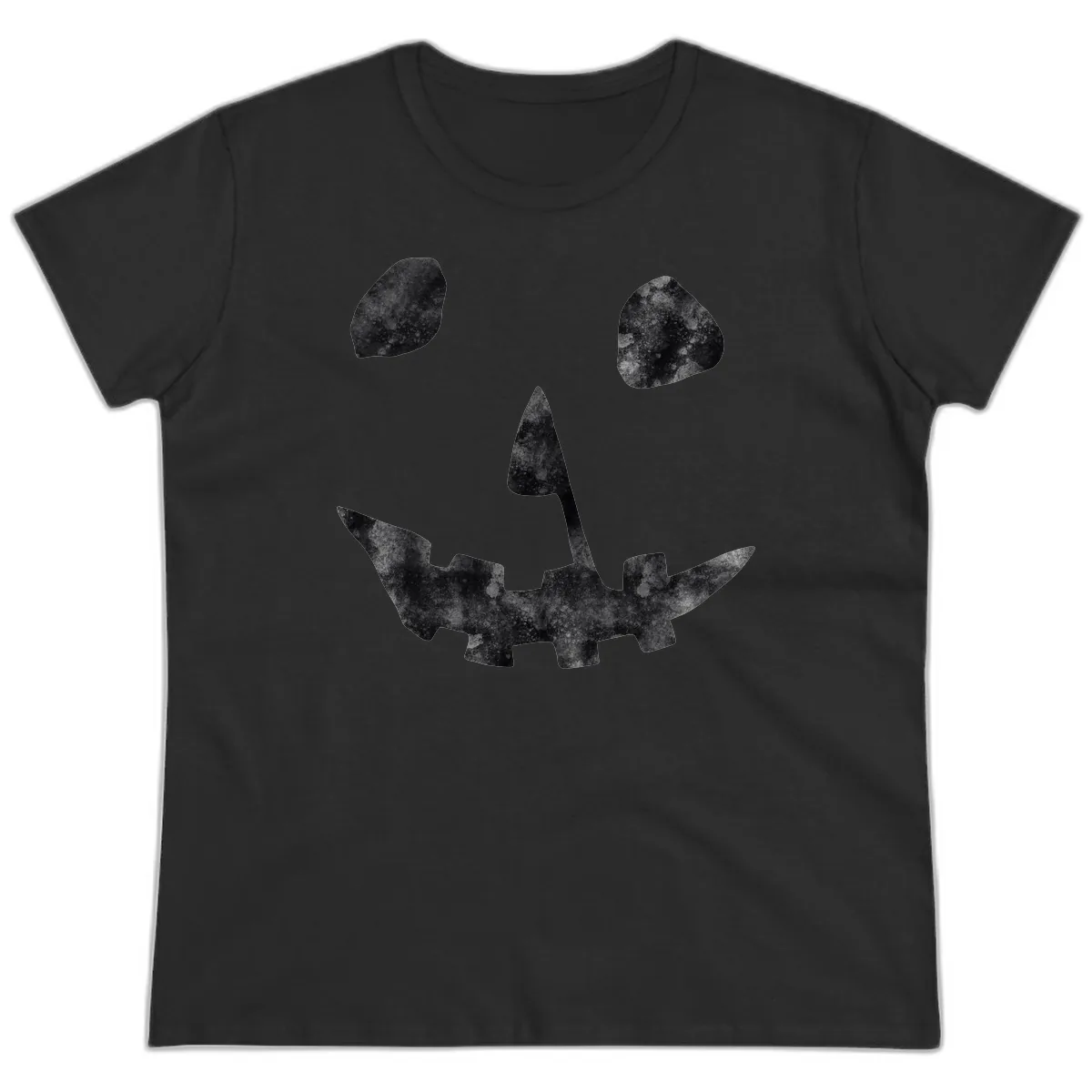 Spooky Jack O'Lantern Face Ladies Tee in Black