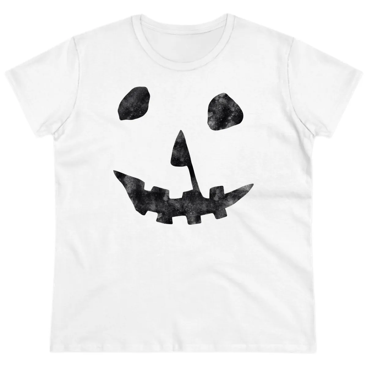 Spooky Jack O'Lantern Face Ladies Tee in White