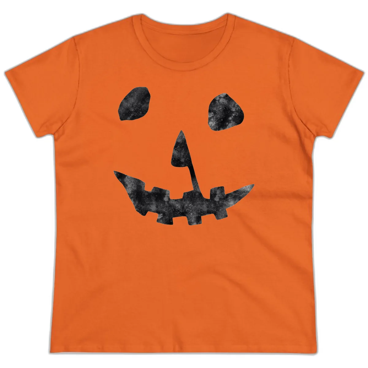 Spooky Jack O'Lantern Face Ladies Tee in Orange