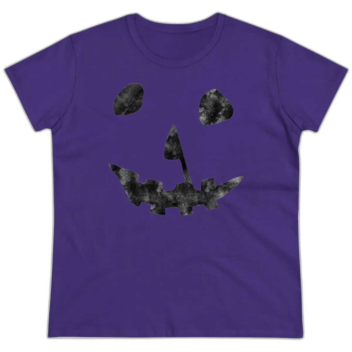 Spooky Jack O'Lantern Face Ladies Tee in Purple
