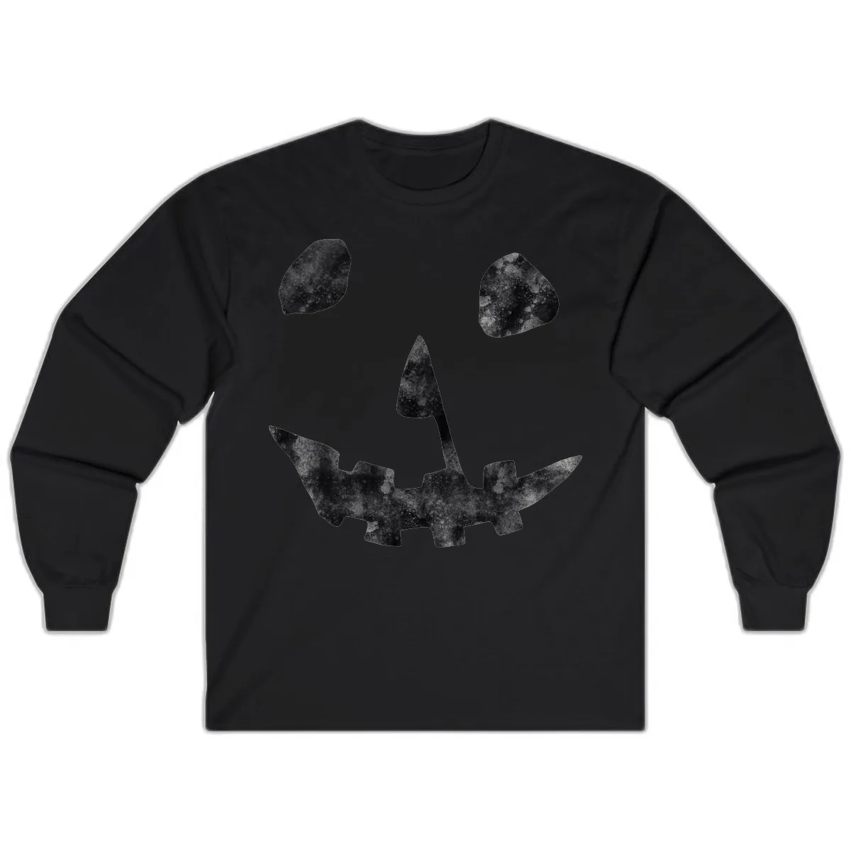Spooky Jack O'Lantern Face Long Sleeve in Black
