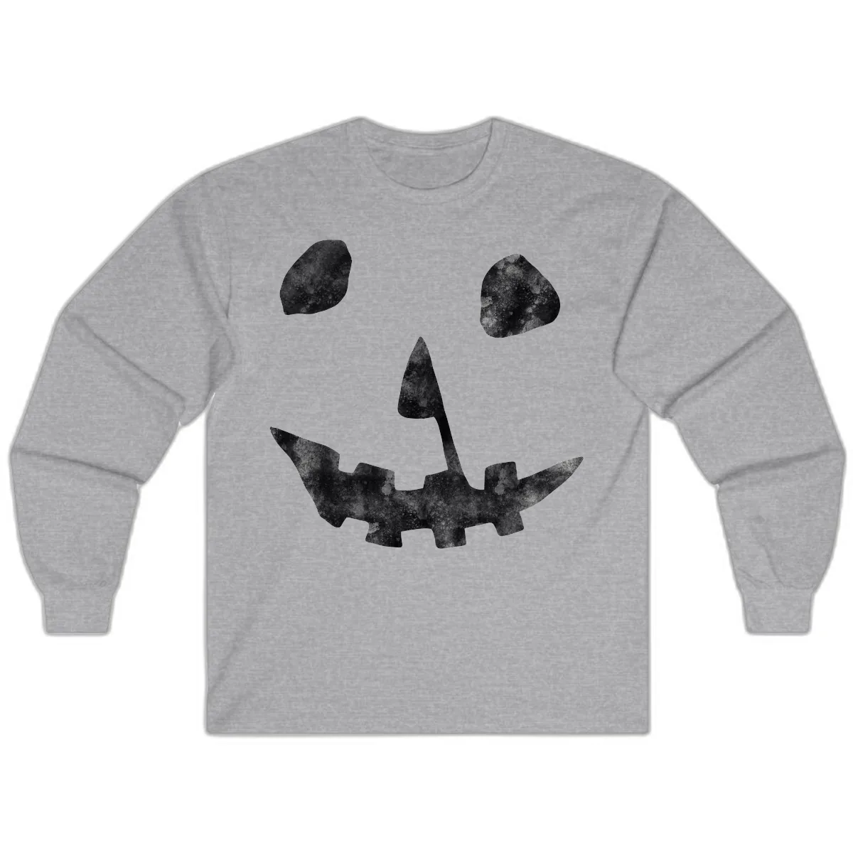 Spooky Jack O'Lantern Face Long Sleeve in Sport Grey