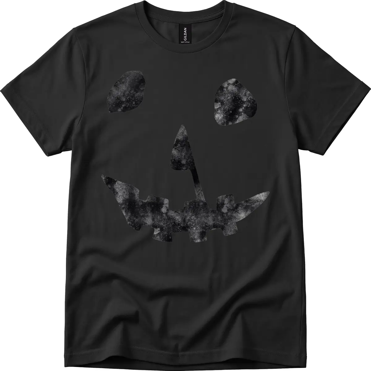 Spooky Jack O'Lantern Face T-Shirt in Black