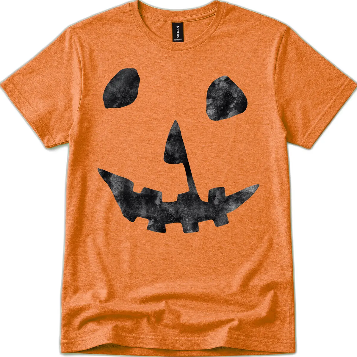 Spooky Jack O'Lantern Face T-Shirt in Heather Orange