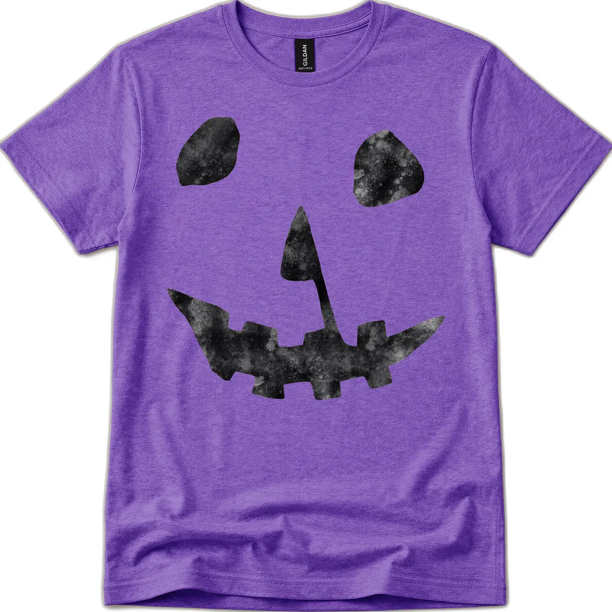 Spooky Jack O'Lantern Face T-Shirt in Heather Purple
