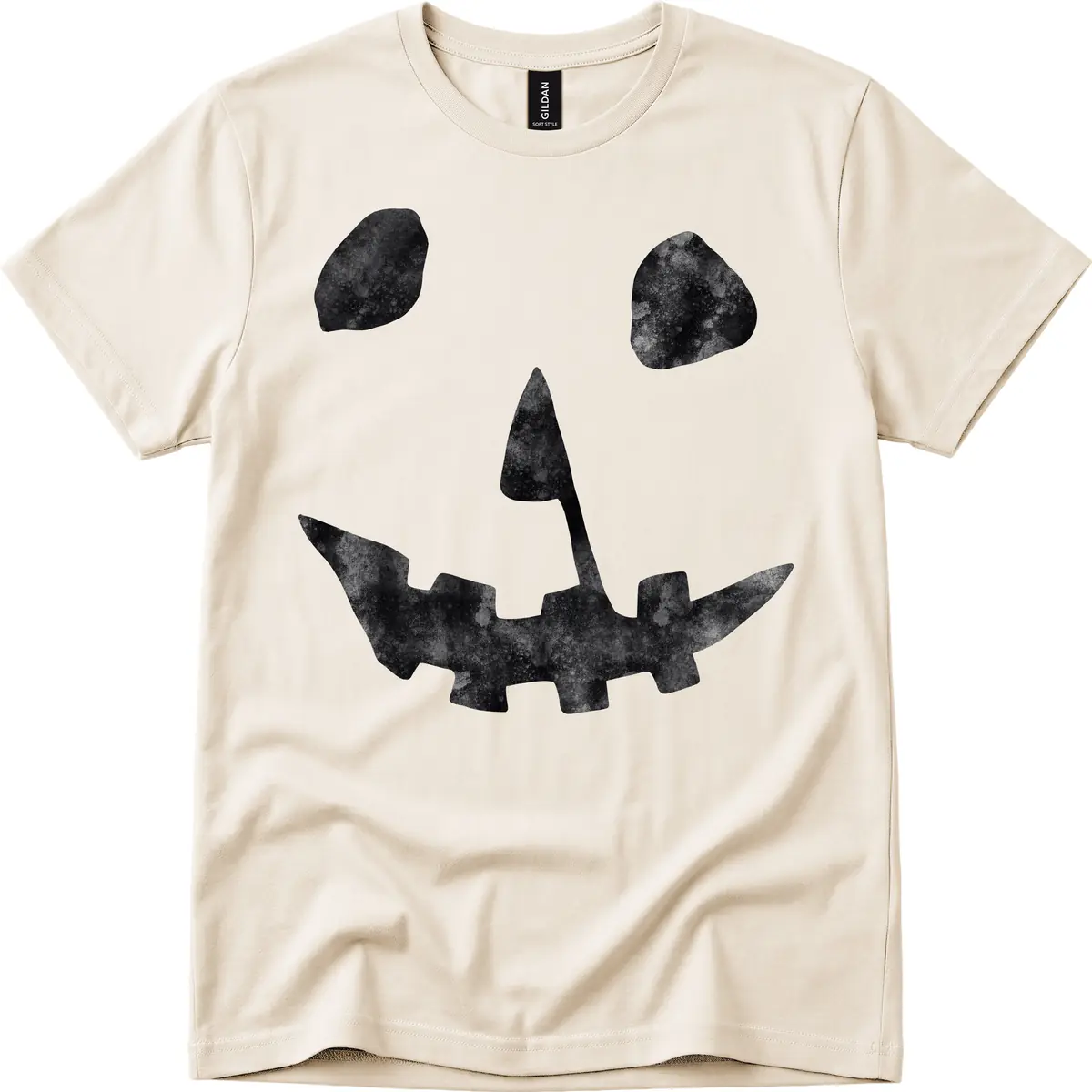 Spooky Jack O'Lantern Face T-Shirt in Natural