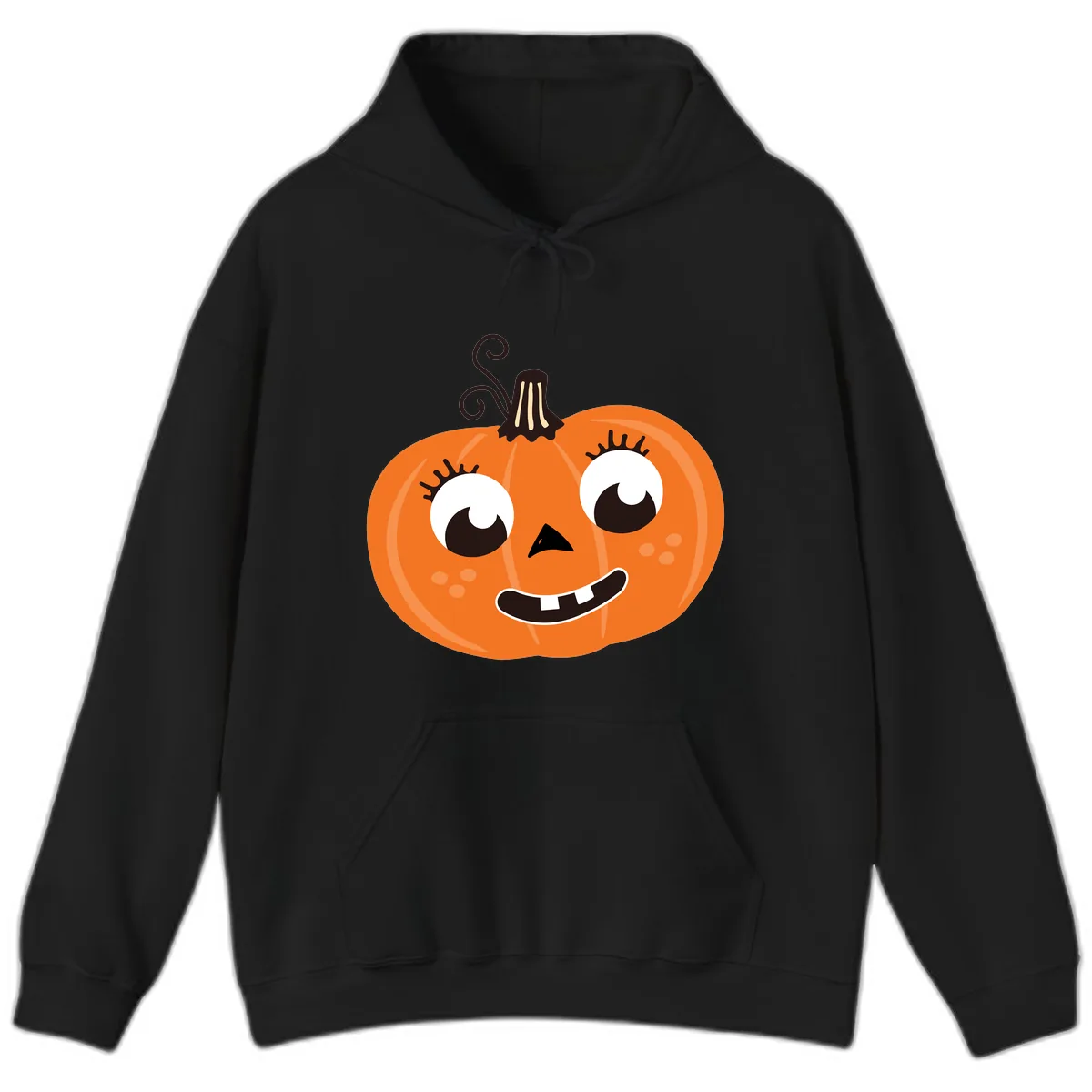 Happy Halloween Pumpkin Face Hoodie in Black