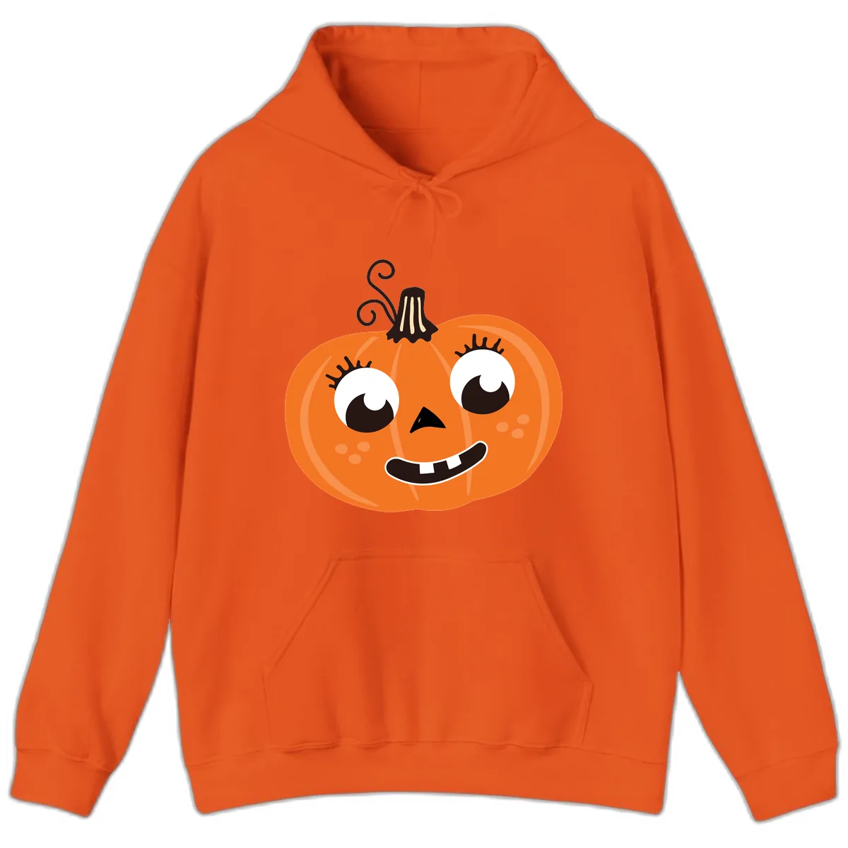 Happy Halloween Pumpkin Face Hoodie in Orange