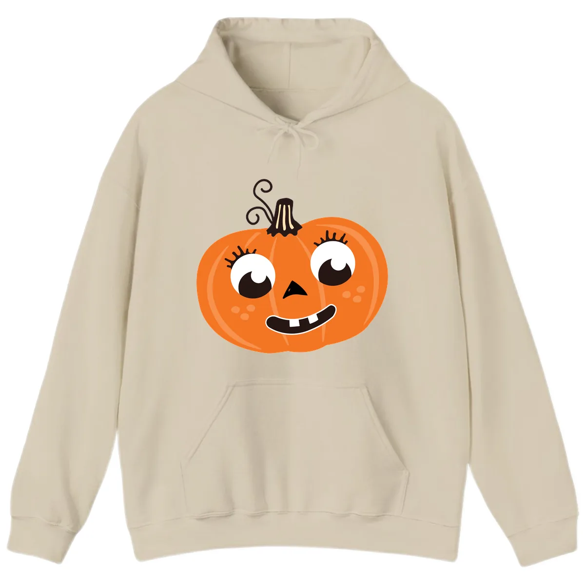 Happy Halloween Pumpkin Face Hoodie in Sand