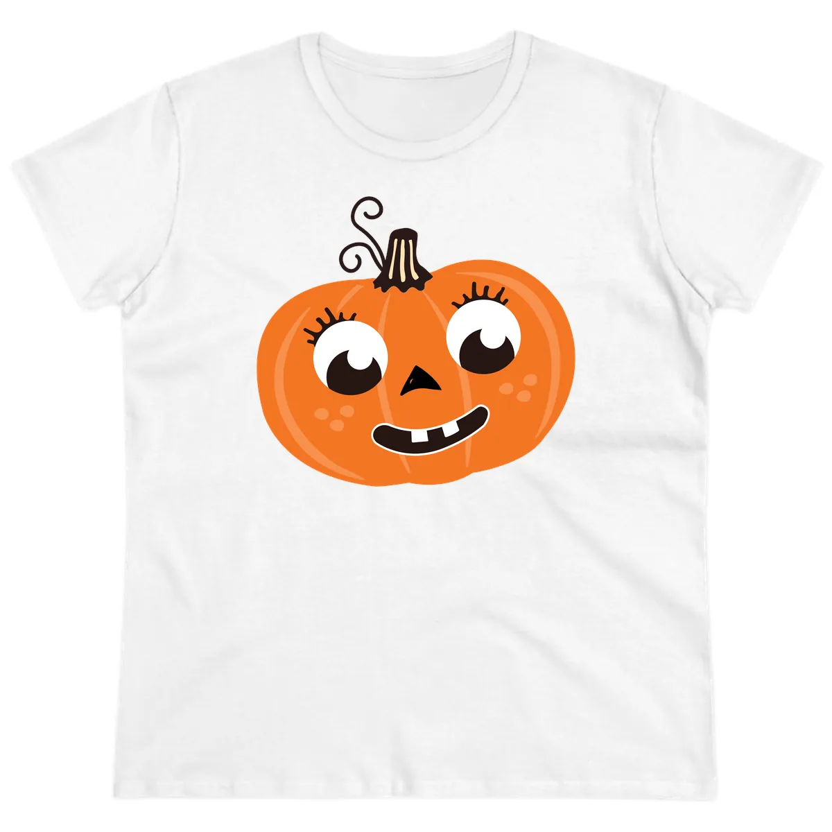 Happy Halloween Pumpkin Face Ladies Tee in White