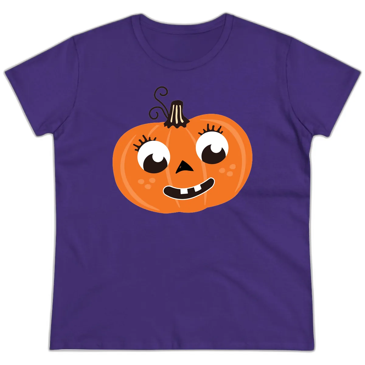Happy Halloween Pumpkin Face Ladies Tee in Purple