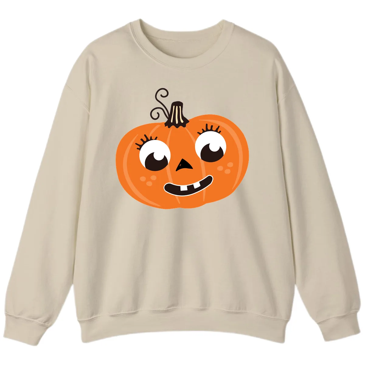 Happy Halloween Pumpkin Face Sweatshirt in Sand