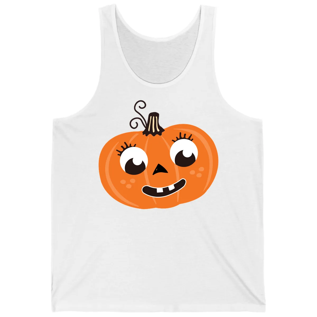 Happy Halloween Pumpkin Face Tank in White