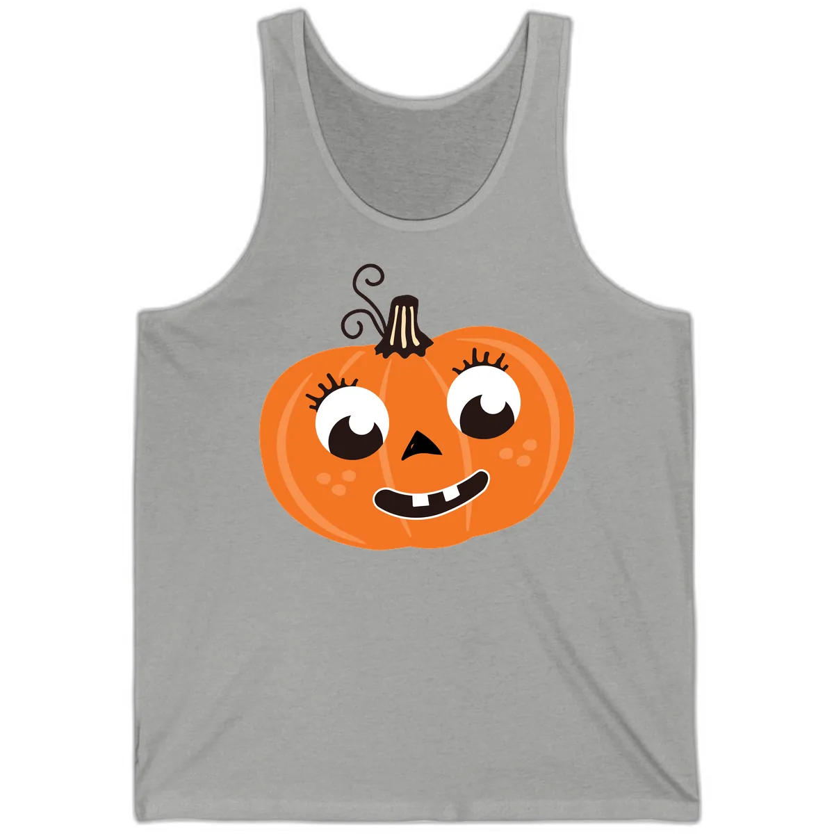 Happy Halloween Pumpkin Face Tank in Athletic Heather