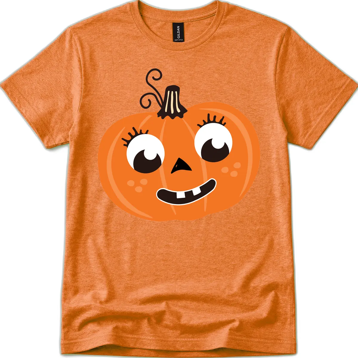 Happy Halloween Pumpkin Face T-Shirt in Heather Orange