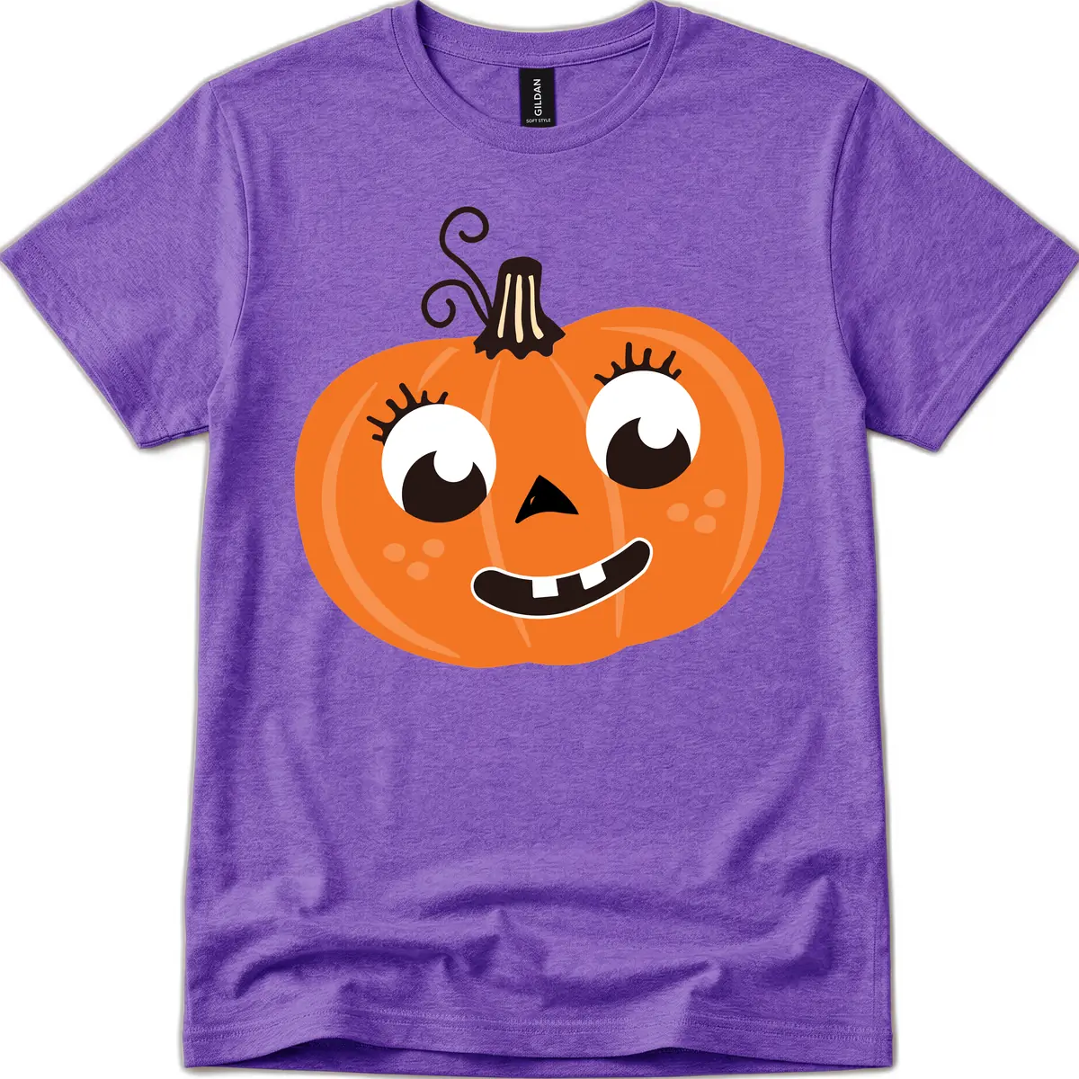 Happy Halloween Pumpkin Face T-Shirt in Heather Purple