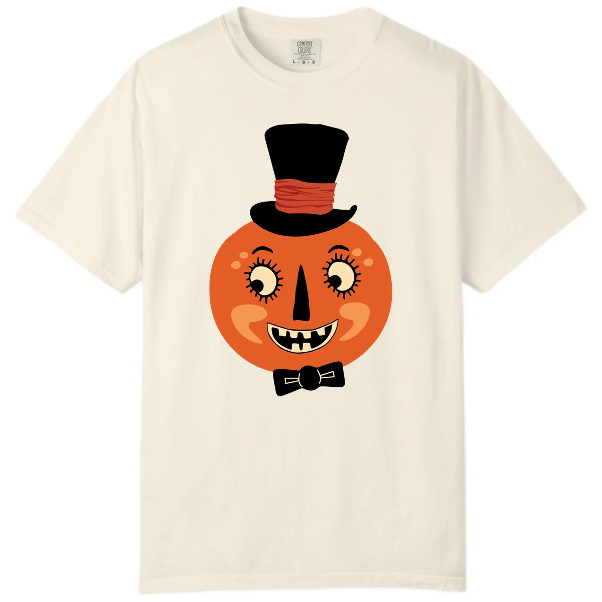 Dapper Pumpkin Top Hat Bow Tie Comfort Color in Ivory