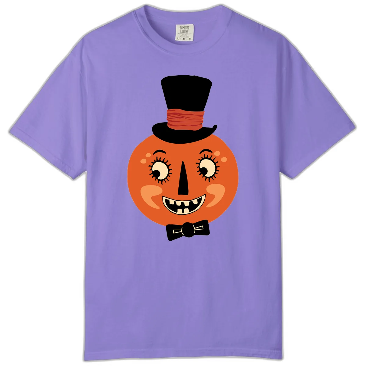 Dapper Pumpkin Top Hat Bow Tie Comfort Color in Violet