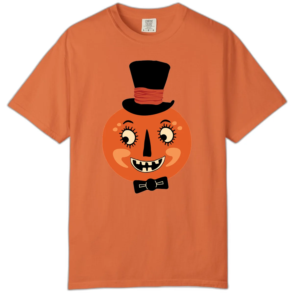 Dapper Pumpkin Top Hat Bow Tie Comfort Color in Burnt Orange