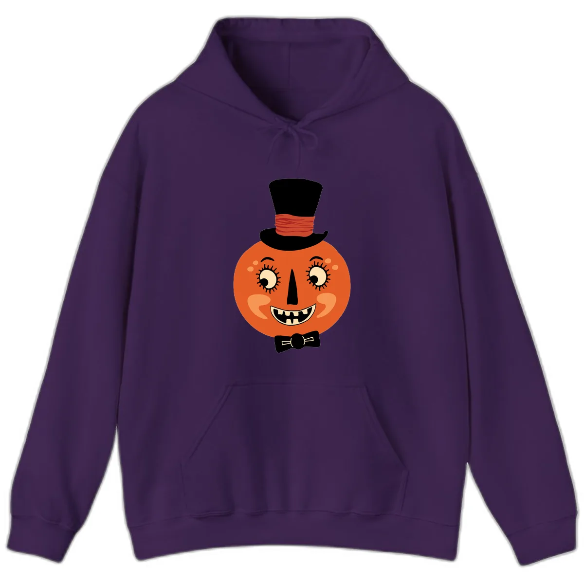 Dapper Pumpkin Top Hat Bow Tie Hoodie in Purple