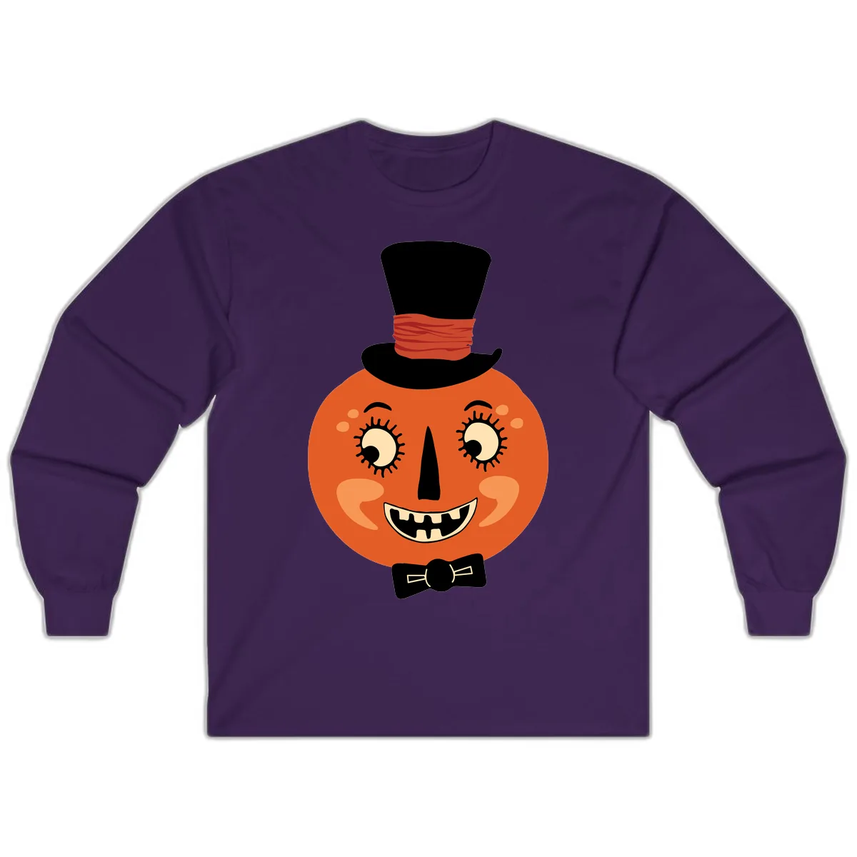 Dapper Pumpkin Top Hat Bow Tie Long Sleeve in Purple