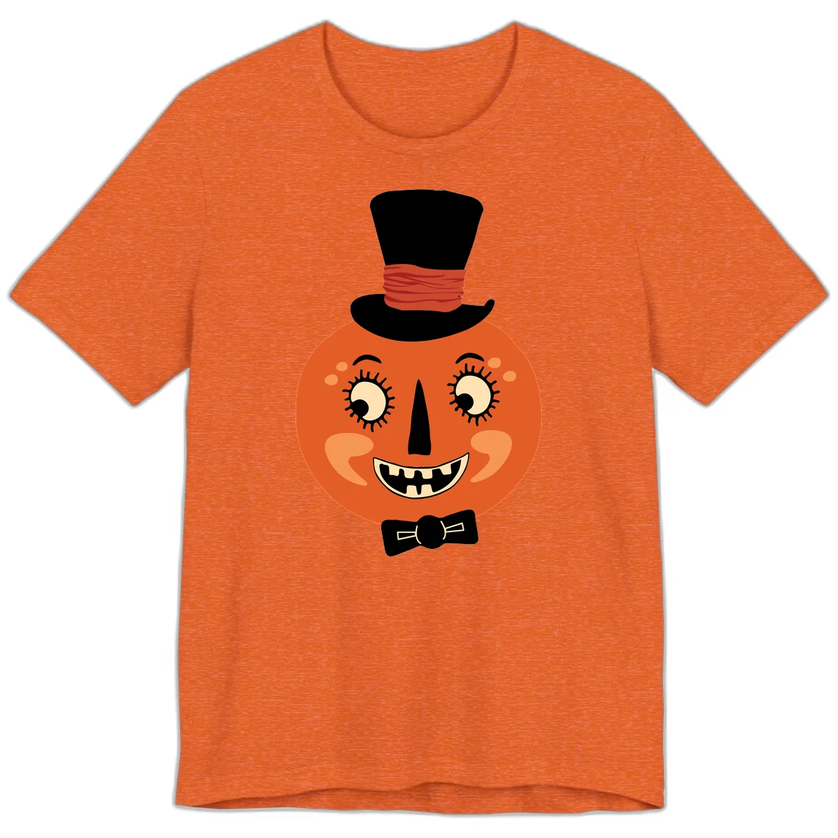 Dapper Pumpkin Top Hat Bow Tie Premium T-Shirt in Heather Orange