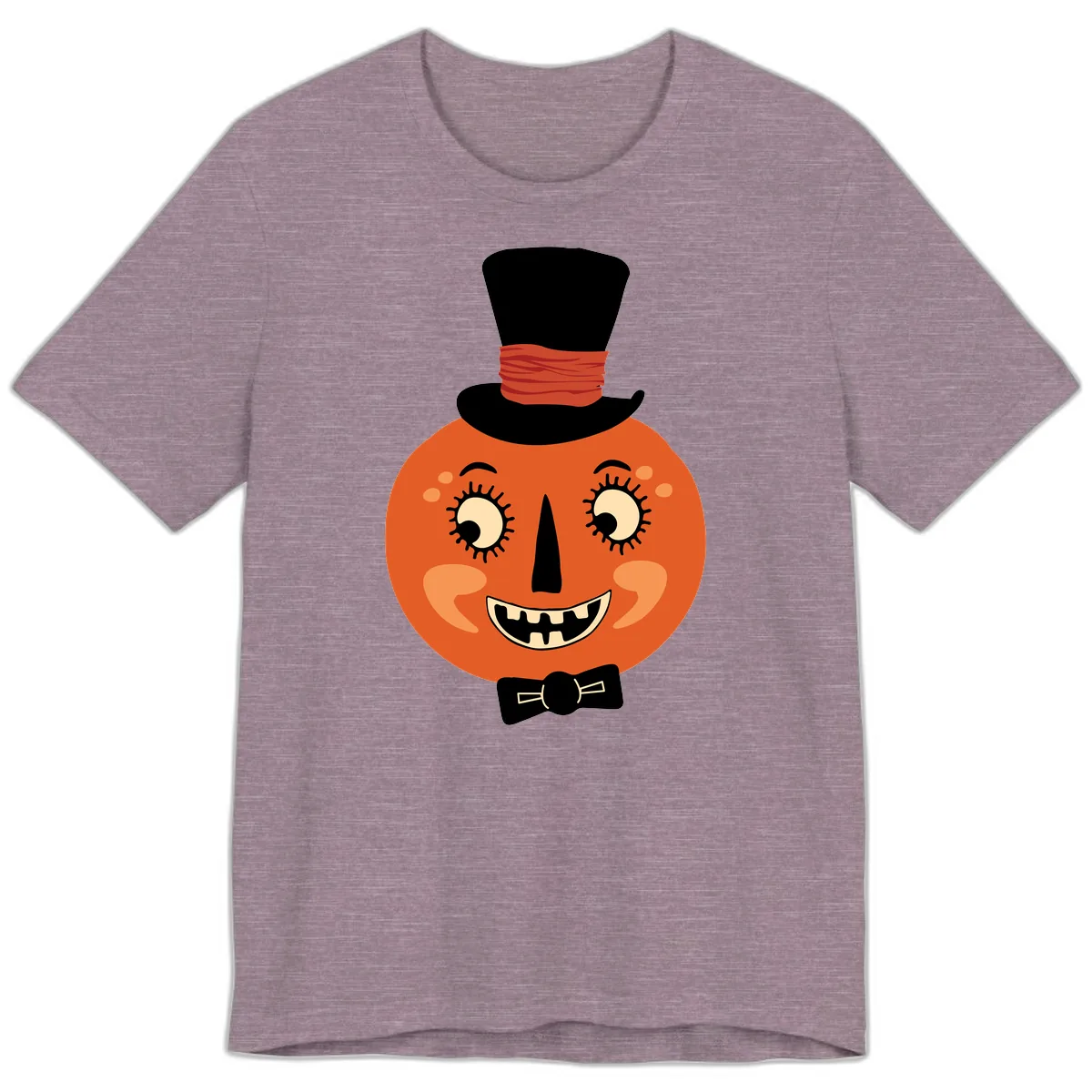 Dapper Pumpkin Top Hat Bow Tie Premium T-Shirt in Heather Purple