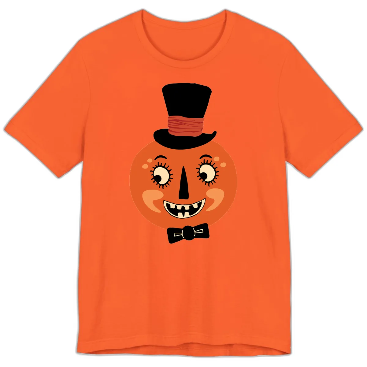 Dapper Pumpkin Top Hat Bow Tie Premium T-Shirt in Orange