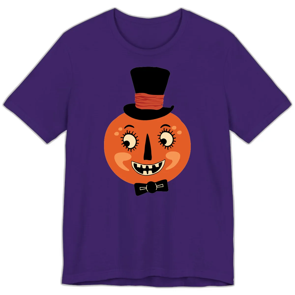 Dapper Pumpkin Top Hat Bow Tie Premium T-Shirt in Team Purple