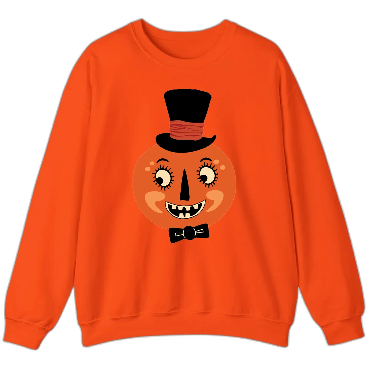 Dapper Pumpkin Top Hat Bow Tie Sweatshirt in Orange