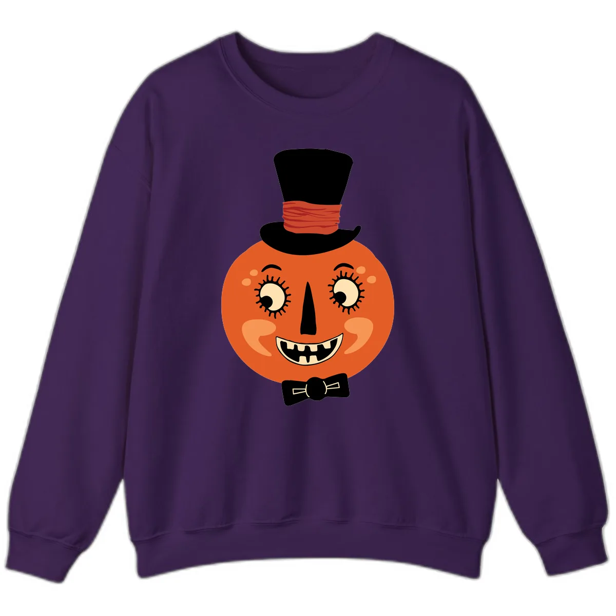Dapper Pumpkin Top Hat Bow Tie Sweatshirt in Purple