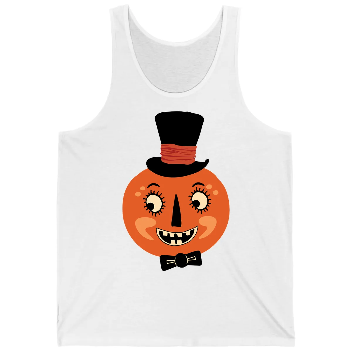 Dapper Pumpkin Top Hat Bow Tie Tank in White