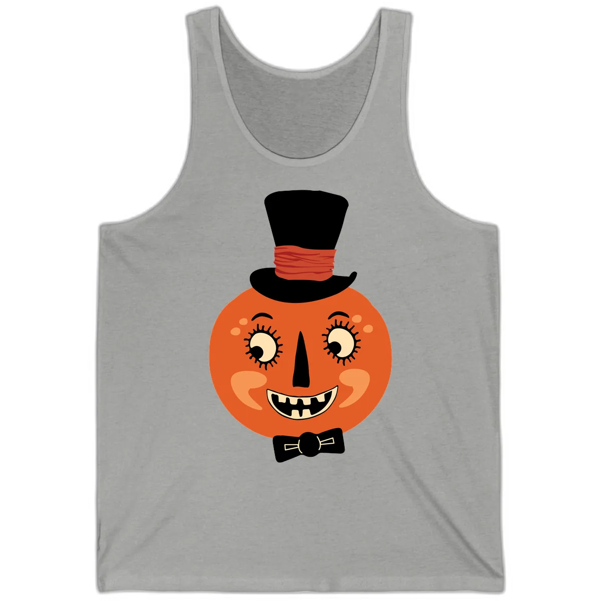 Dapper Pumpkin Top Hat Bow Tie Tank in Athletic Heather