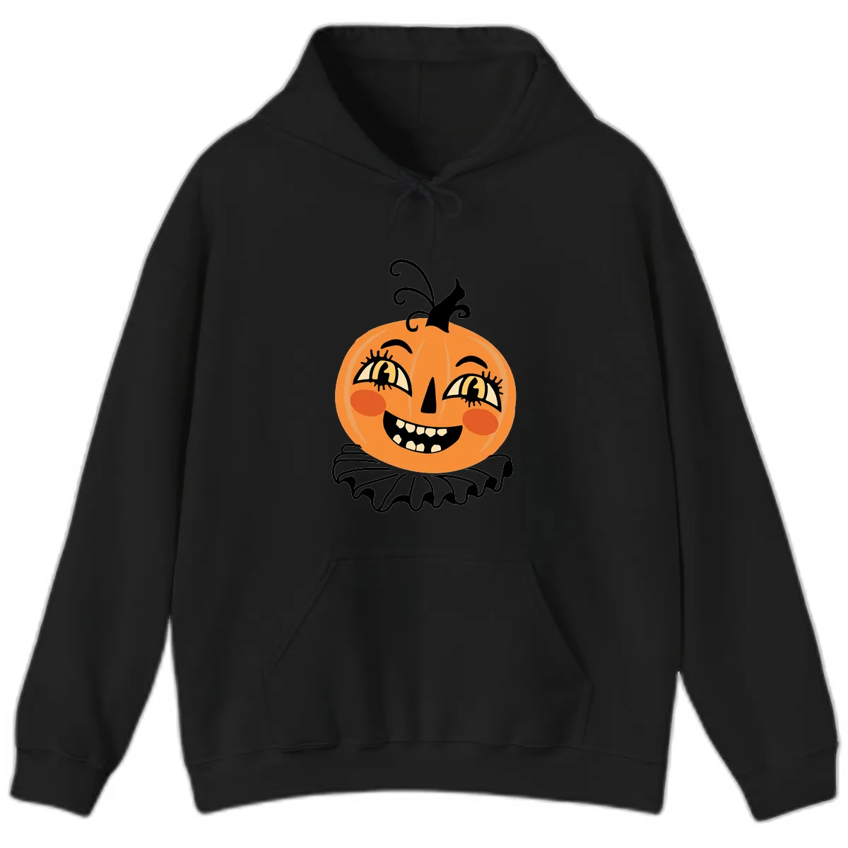 Happy Jack O Lantern Halloween Hoodie in Black