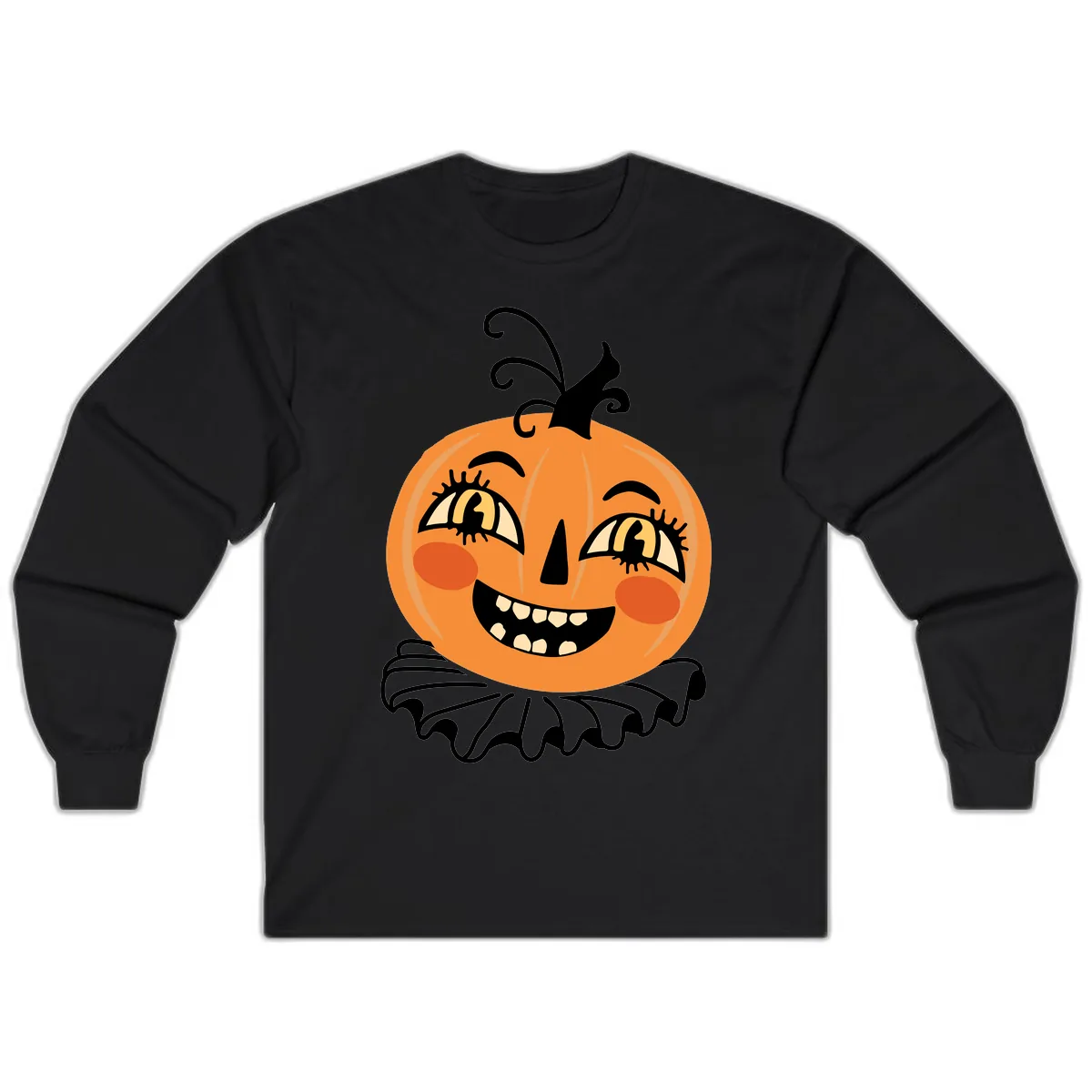 Happy Jack O Lantern Halloween Long Sleeve in Black