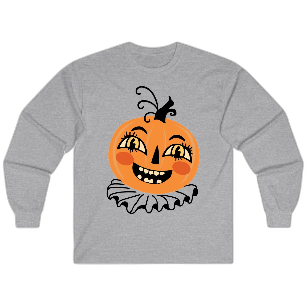 Happy Jack O Lantern Halloween Long Sleeve in Sport Grey