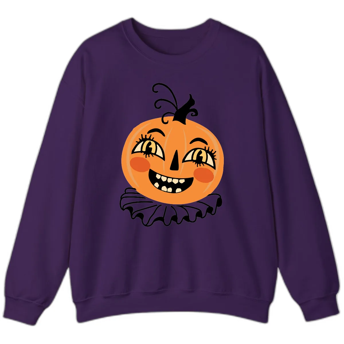 Happy Jack O Lantern Halloween Sweatshirt in Purple