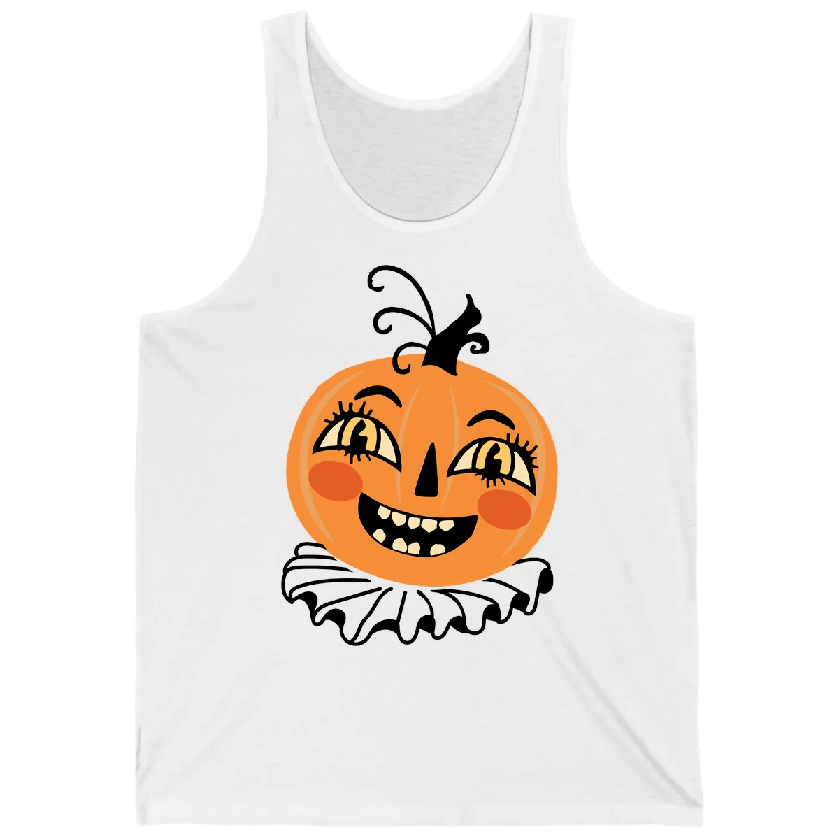 Happy Jack O Lantern Halloween Tank in White