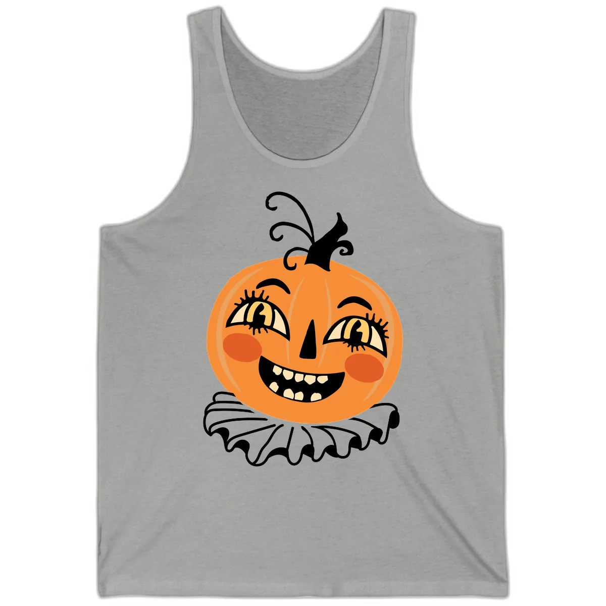 Happy Jack O Lantern Halloween Tank in Athletic Heather
