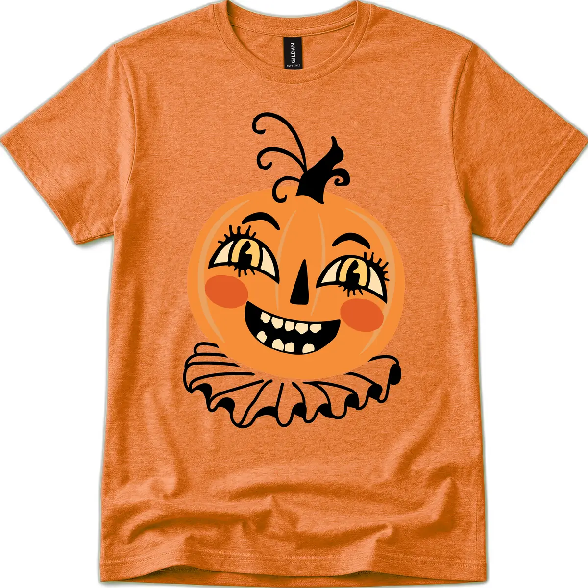 Happy Jack O Lantern Halloween T-Shirt in Heather Orange