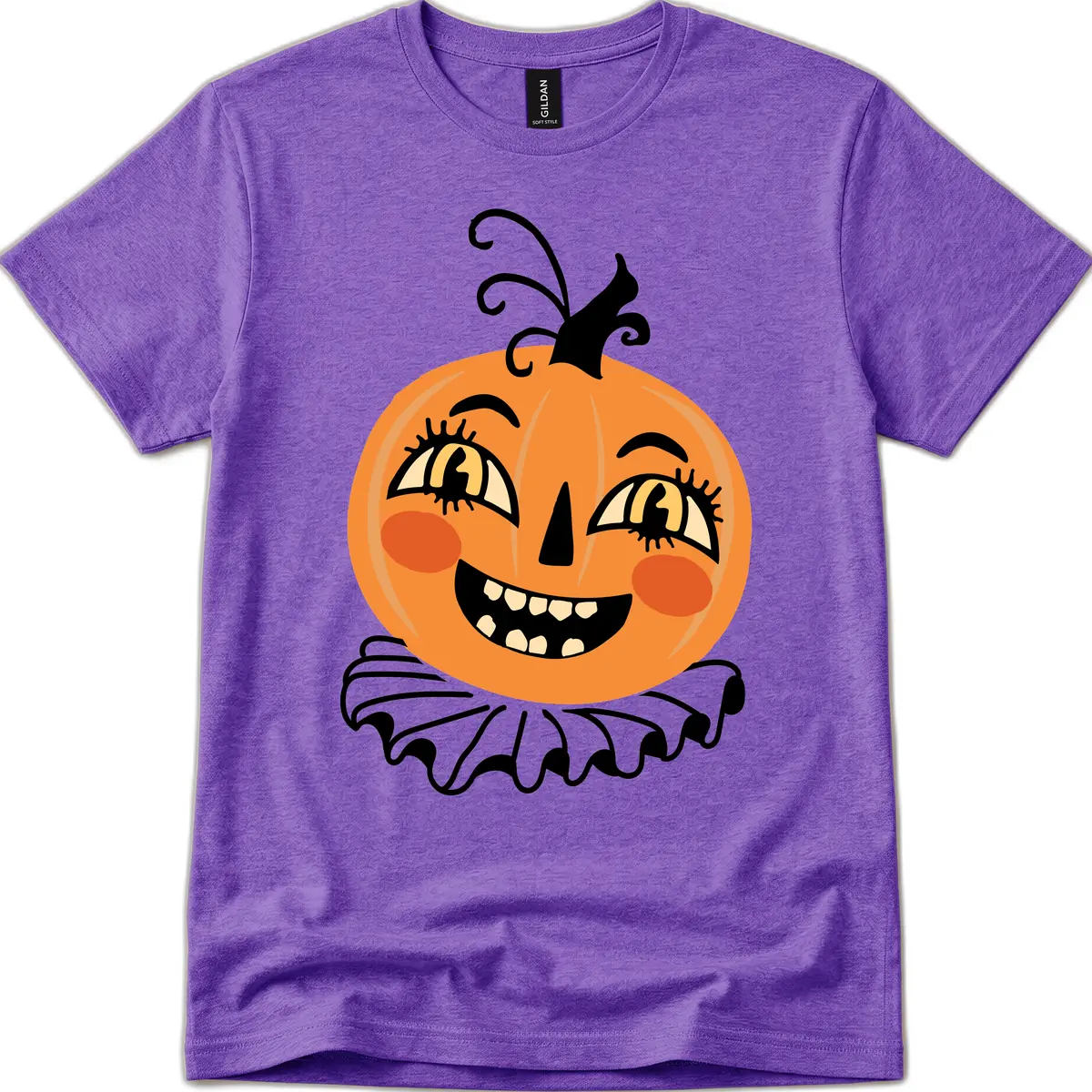 Happy Jack O Lantern Halloween T-Shirt in Heather Purple