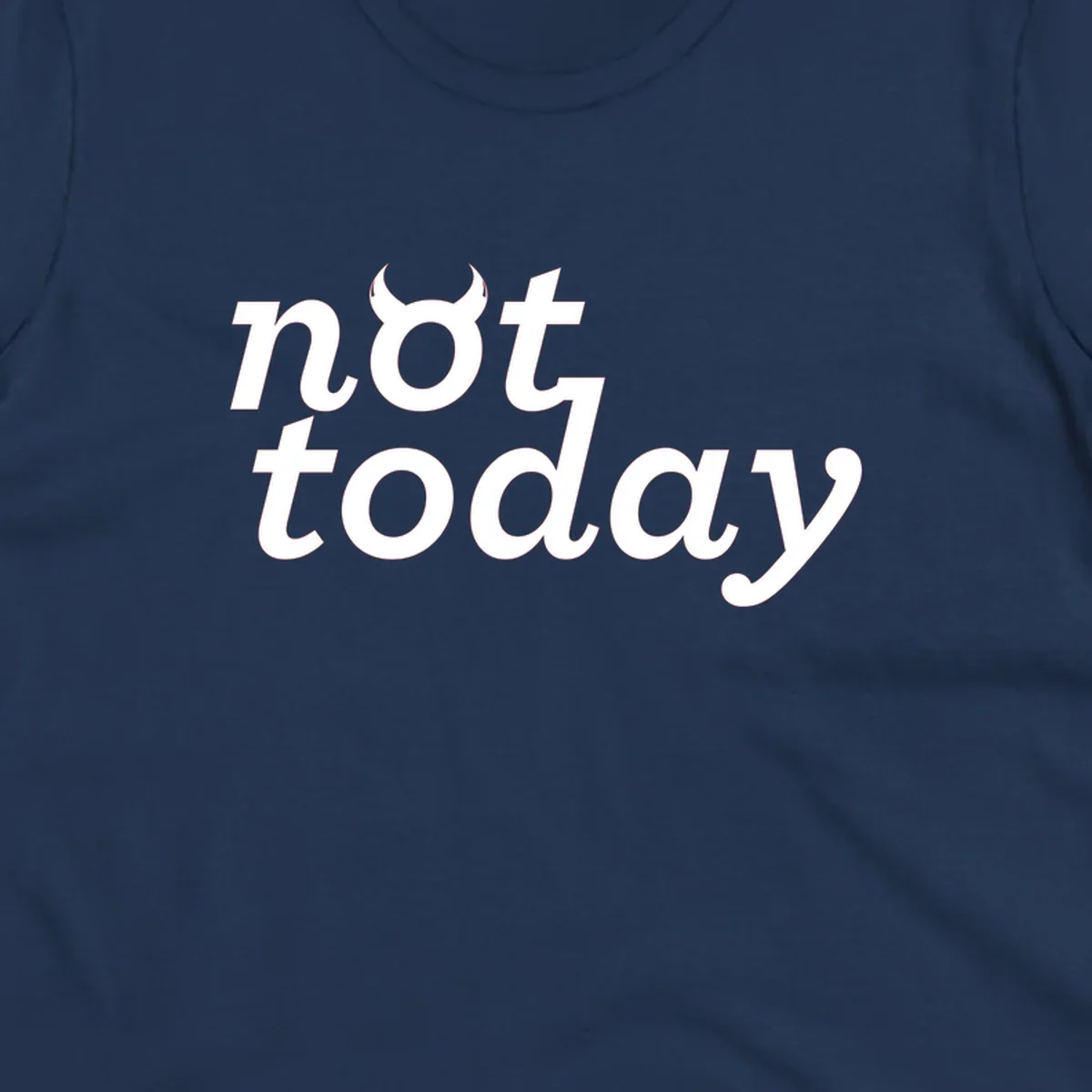 White text reading 'not toddaly' with devil horns above on gray background, playful typography design