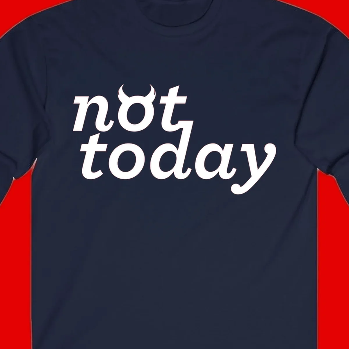 White text reading 'not toddaly' with devil horns above on gray background, playful typography design