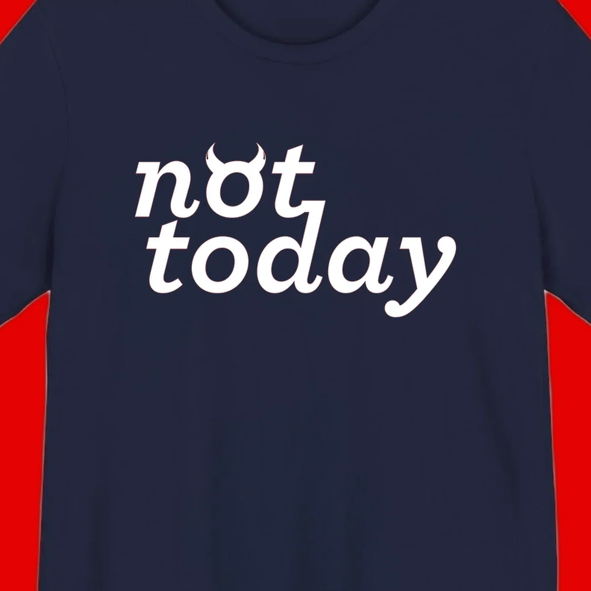 White text reading 'not toddaly' with devil horns above on gray background, playful typography design