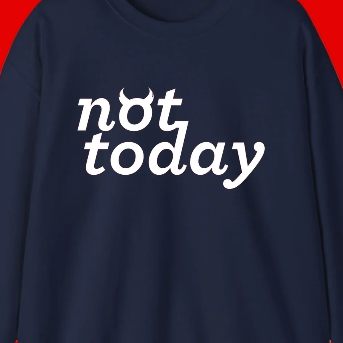White text reading 'not toddaly' with devil horns above on gray background, playful typography design