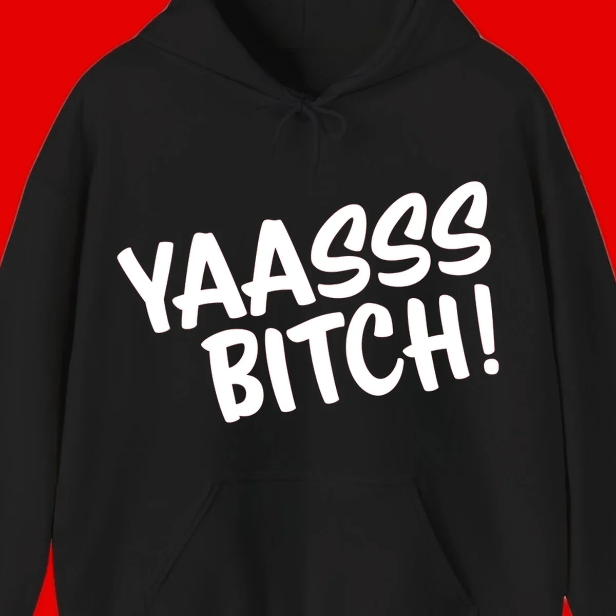 White bold text reading 'YA455 BITCH!' with exclamation mark on gray background, ya455 bitch attitude design