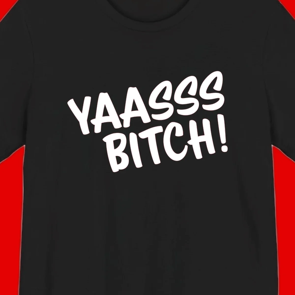 White bold text reading 'YA455 BITCH!' with exclamation mark on gray background, ya455 bitch attitude design