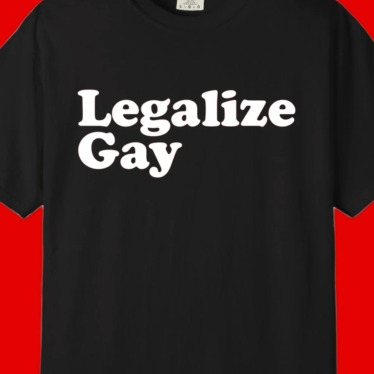 Bold white serif text reading 'Legalize Gay' on gray background - legalize-gay-pride statement design