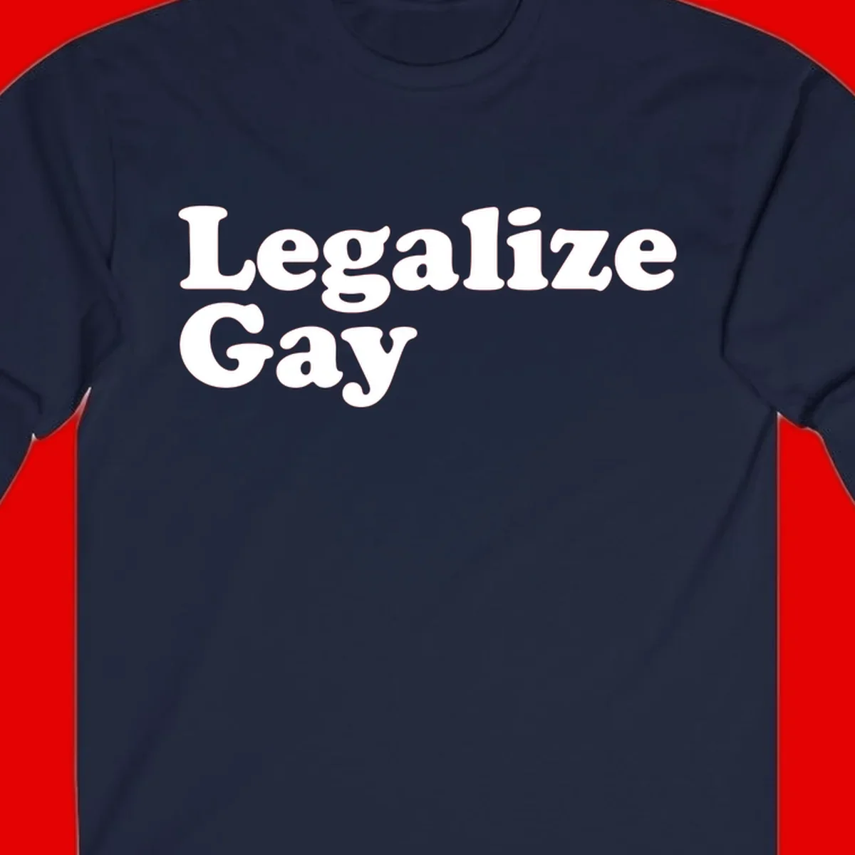 Bold white serif text reading 'Legalize Gay' on gray background - legalize-gay-pride statement design