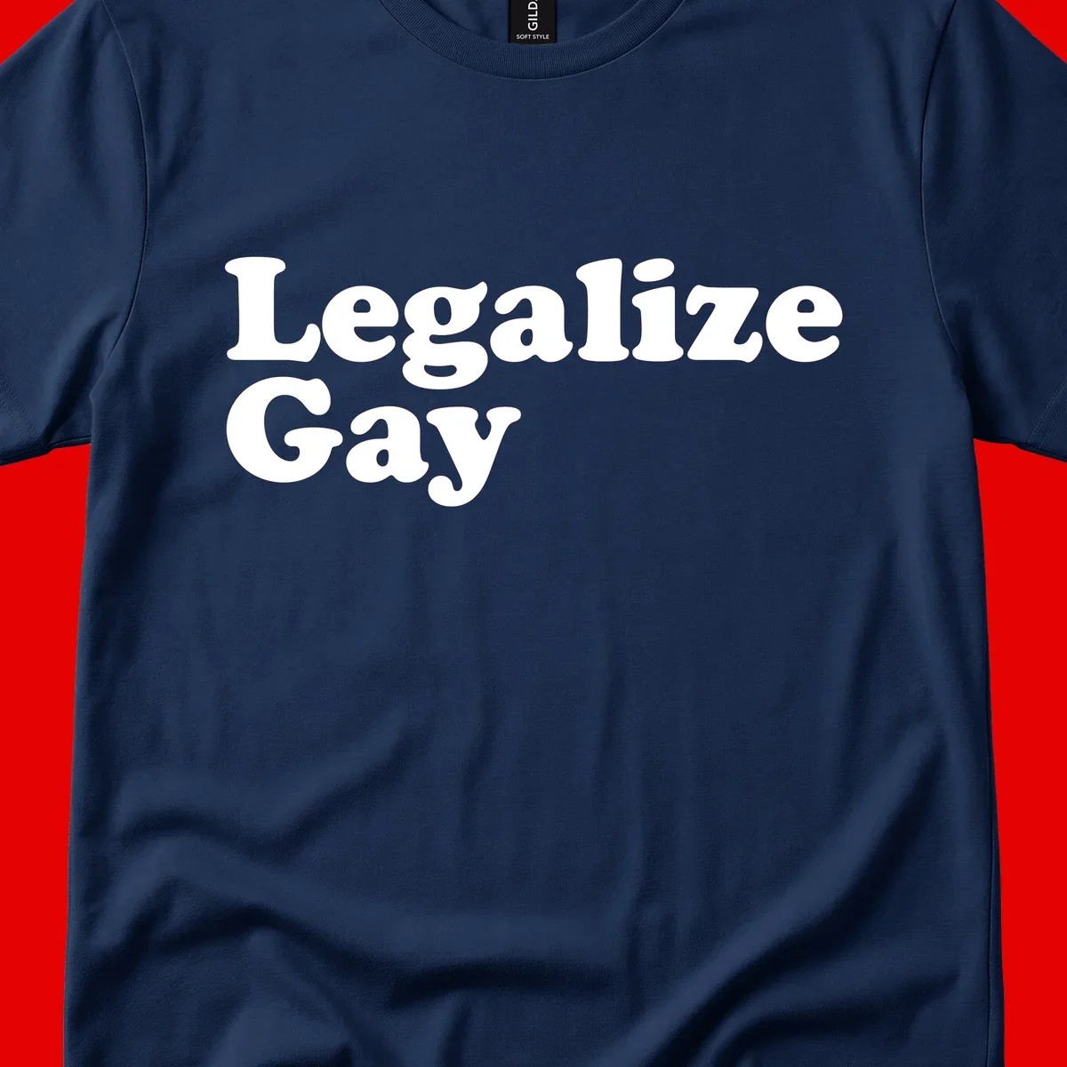 Bold white serif text reading 'Legalize Gay' on gray background - legalize-gay-pride statement design
